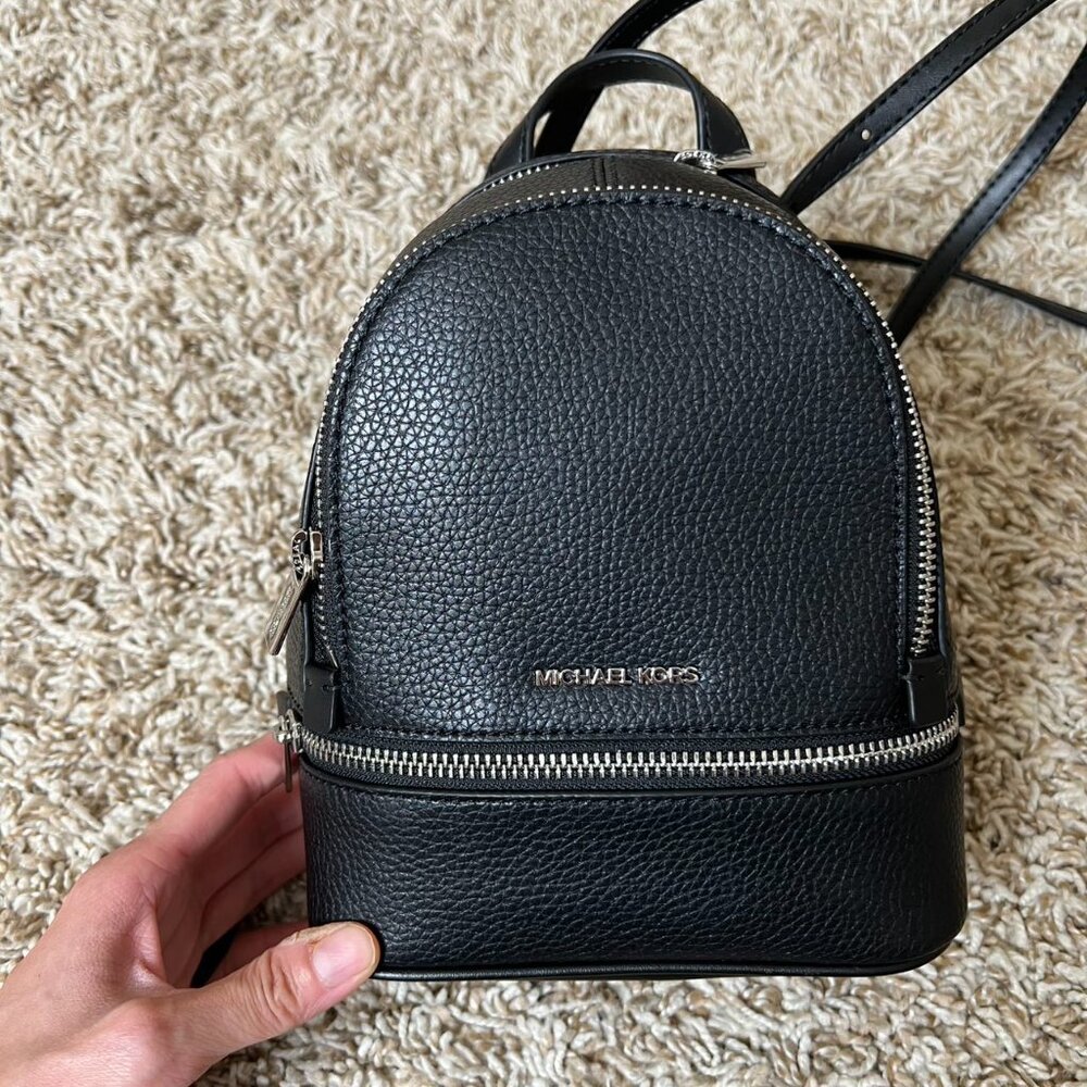 Michael Kors Rhea Extra-Small Pebbled Leather Backpack - Picture 1 of 6